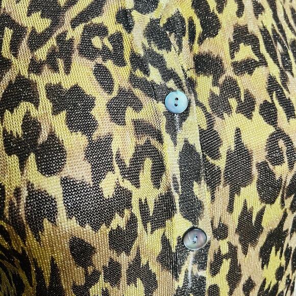 Vintage XXist Animal Print Cardigan Sweater Size S Long Sleeves Shell Buttons - Picture 8 of 16